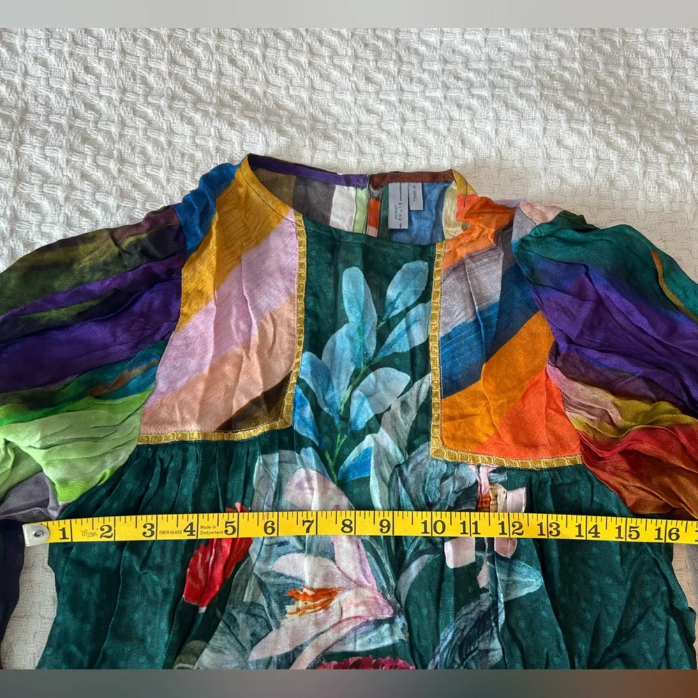 Blank London Anthropologie Miranda Peasant Blouse Striped Artsy Floral Boho XS - Picture 11 of 13